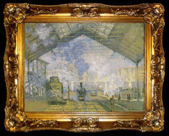 framed  Claude Monet Saint Lazare train station, ta009-2